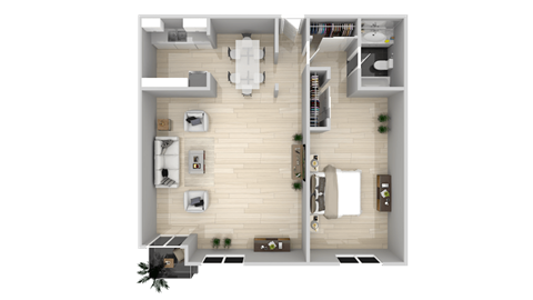 One bedroom  One bath with vaulted ceilings_Floorplan at Citra Apartments LLC, San Diego, CA, 92107